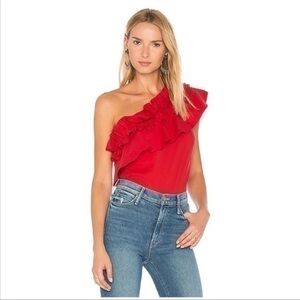 SALONI Esme One Shoulder ruffle blouse